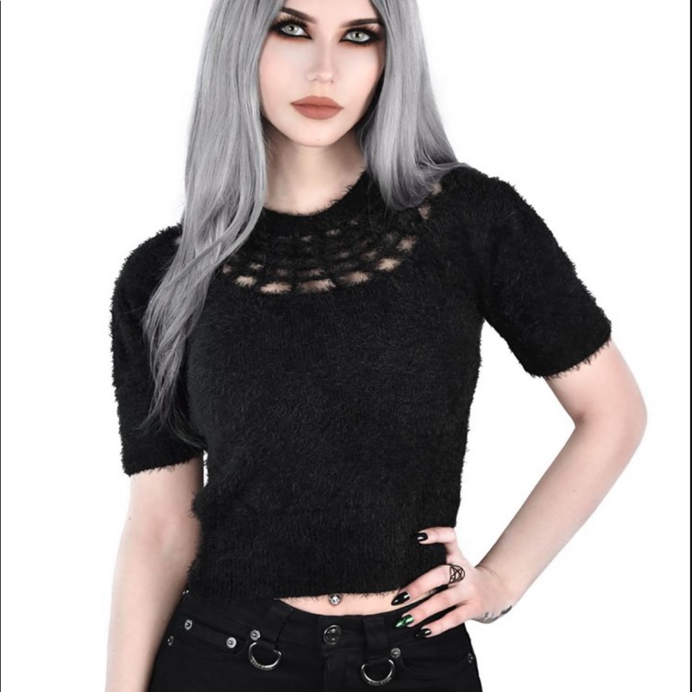Nexus Fuzzy Knit Sweater Short Sleeve